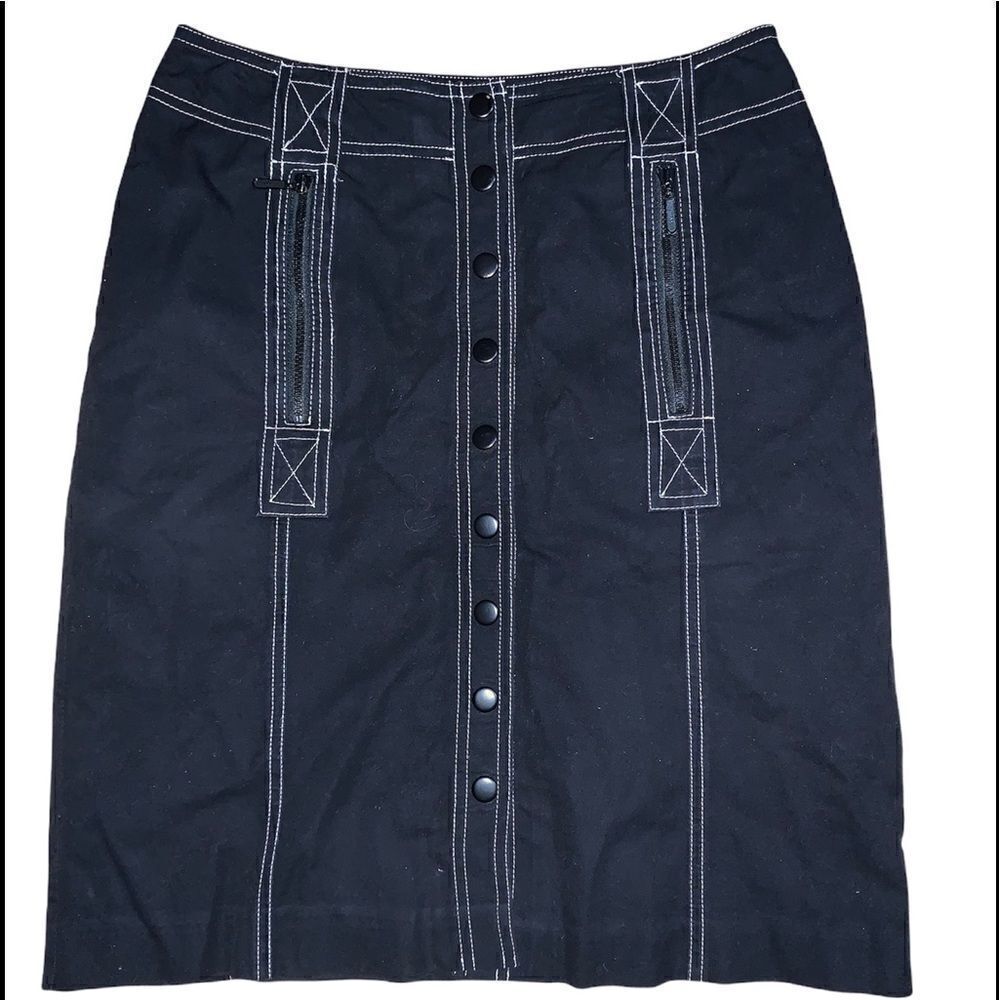INC Button Front Knee Length Stretch Pencil Skirt